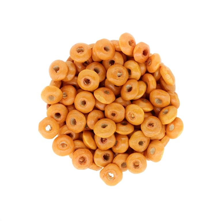 WOODEN BEADS - DONUT SHAPED 01 - 8x4mm ORANGE 18 - 50g Hole-3.0mm (650pcs.)