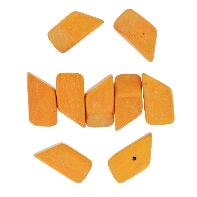 WOODEN BEADS - IRREGULAR FORM 02 - 13х13х23mm ORANGE (LIGHT)- 100pcs. Hole:2.0mm