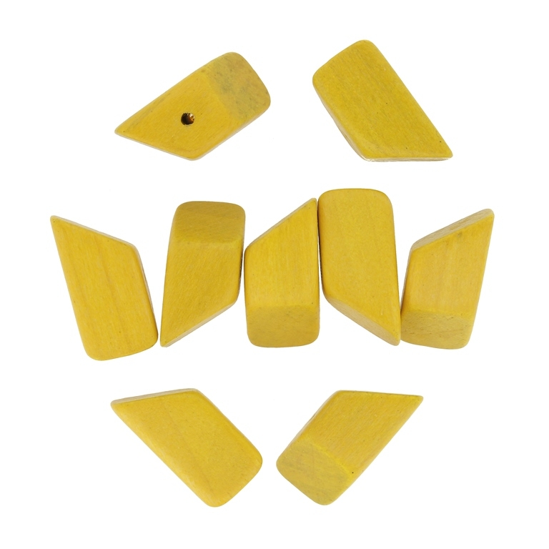 WOODEN BEADS - IRREGULAR FORM 02 - 13х13х23mm YELLOW - 100pcs. Hole:2.0mm