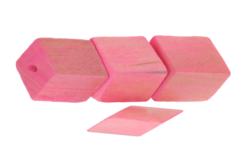 WOODEN BEADS - IRREGULAR FORM 01 - 20х17х17mm PINK (LIGHT)- 100pcs. Hole:3.0mm