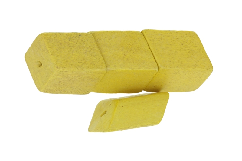 WOODEN BEADS - IRREGULAR FORM 01 - 20х17х17mm YELLOW (LIGHT)- 100pcs. Hole:3.0mm