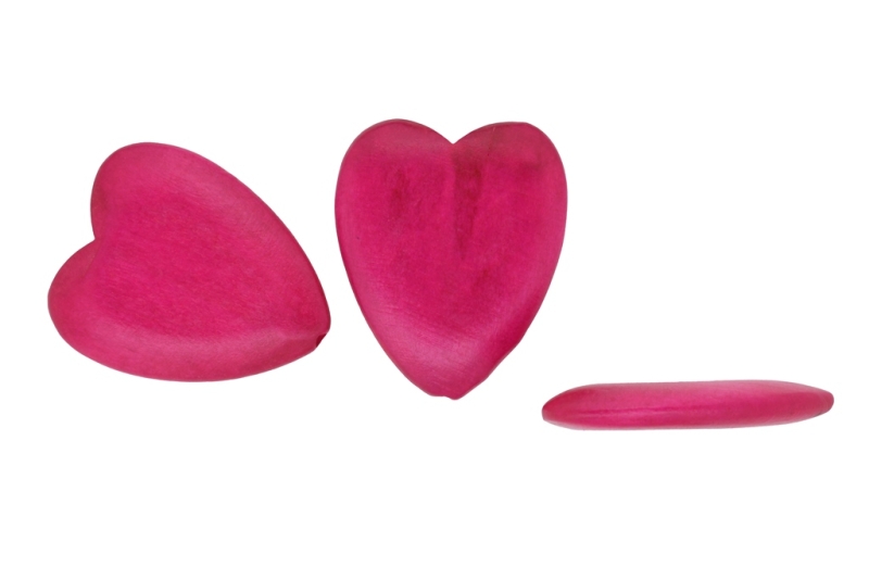 WOODEN BEADS - HEART SHAPED - 43х37х8 MM CYCLAMEN (DARK) - 50 PCS Hole:3.0mm