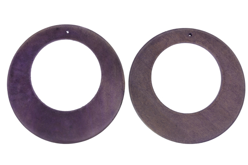 WOODEN BASICS - CIRCLE 01 - 65х5mm - PURPLE (DARK) - 30pcs. Hole-2.0mm