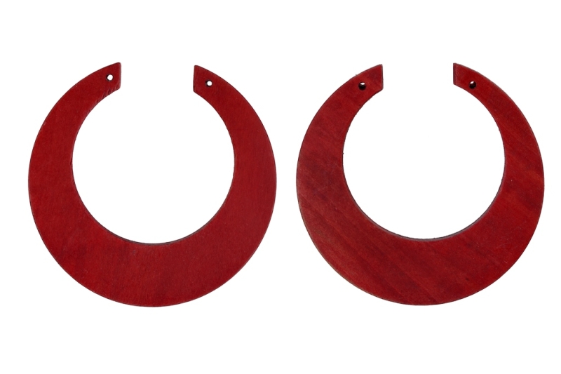 WOODEN BASICS - CIRCLE 10 CUT - 60х4mm - RED - 30pcs. Hole-2.0mm