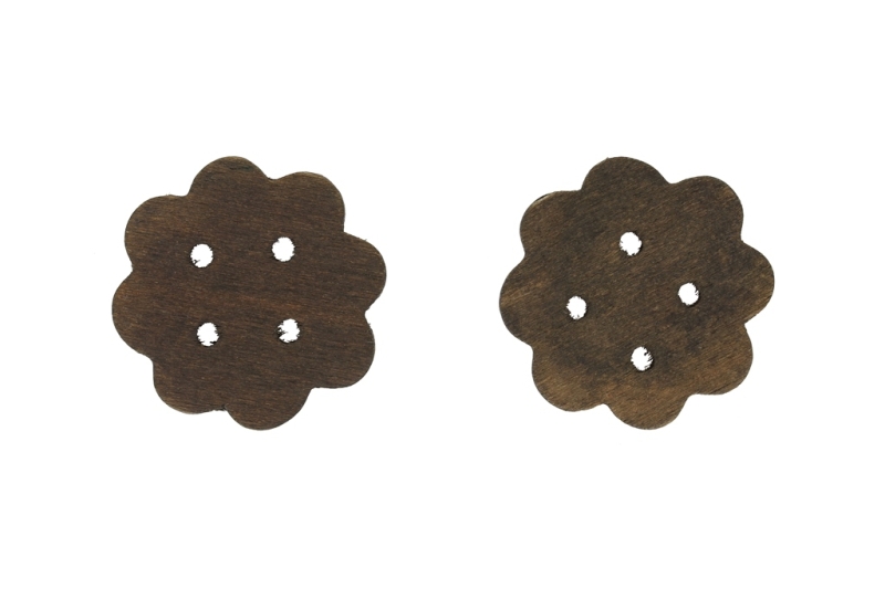 WOODEN BASICS - FLOWERS 01 - 40х2.5mm - BROWN - 100pcs. Hole-2.0mm