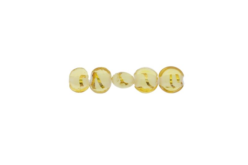 GLASS BEADS - MURANO STYLE - BONIBON WITH WHITE FILLING AND GOLDEN THREADS - 12х8mm CHAMPAGNE AND GOLD - 160pcs. Hole:1.5mm