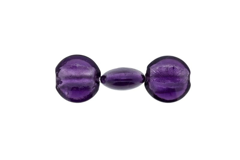 GLASS BEADS - MURANO STYLE - BONIBON WITH SILVER FILLING - 20х10mm PURPLE (DARK) - 60pcs. Hole:1.5mm