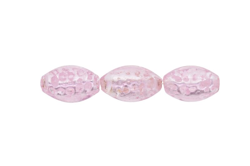 GLASS BEADS - MURANO STYLE - ELLIPSE WITH SILVER FILLING 02 - 24х16mm PINK (LIGHT) - 48pcs. Hole:1.5mm