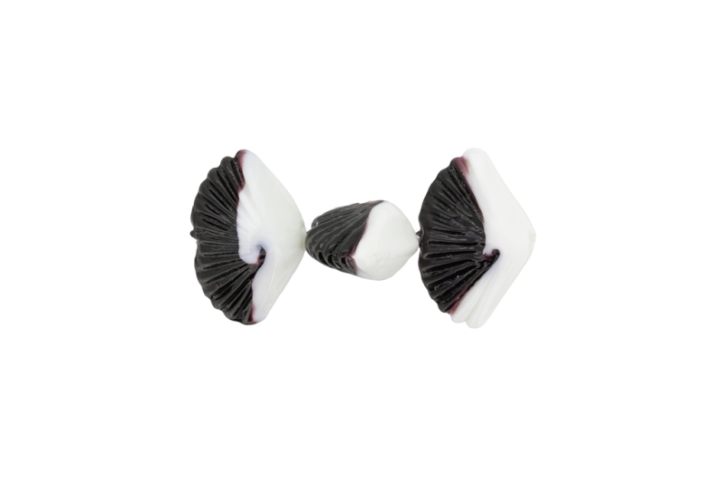 GLASS BEADS - MURANO STYLE - SEA SHELL - OPAQUE - 20х30х14mm WHITE-BLACK-PURPLE (DARK) - 48pcs. Hole:1.5mm