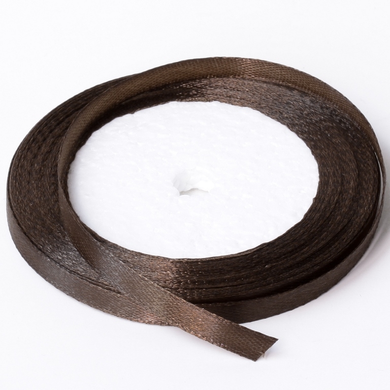 SATIN RIBBON 0.6cm - BROWN (DARK) 037 - PACKAGE 10x25yards(22m)