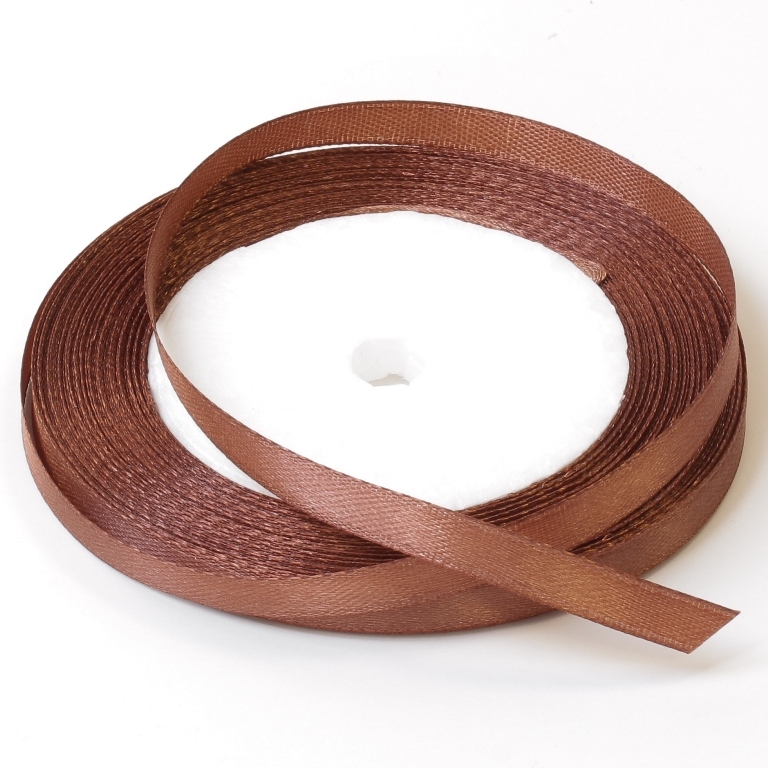 SATIN RIBBON 0.6cm - BROWN 031 - PACKAGE 10x25yards(22m)