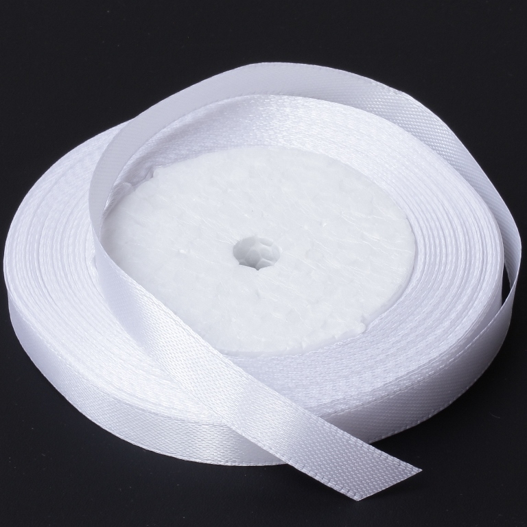 SATIN RIBBON 1.0cm - WHITE 001 - PACKAGE 10х25yards(22m)