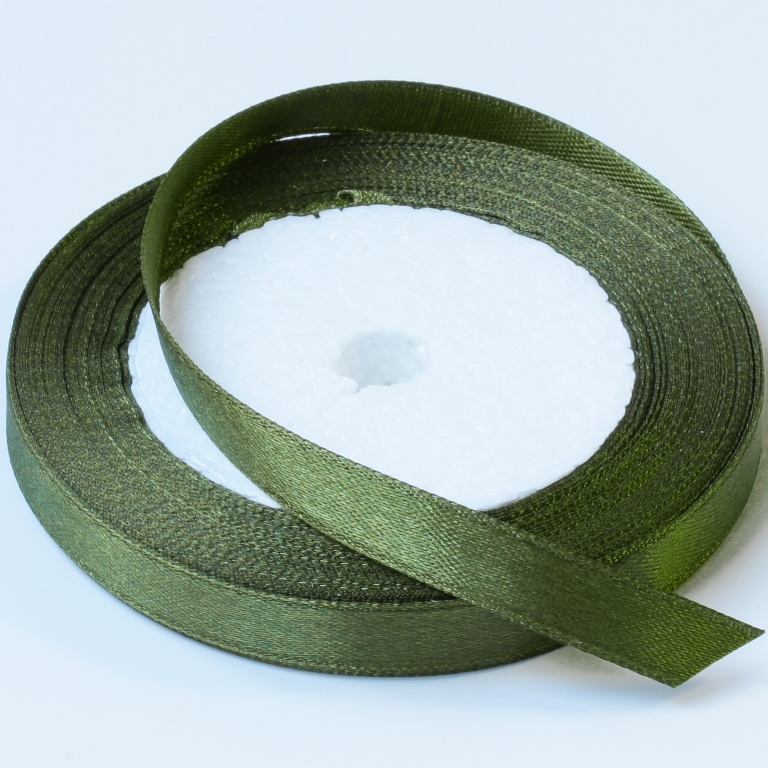 SATIN RIBBON 1.0cm - GREEN MILITARY (DARK) 094 - PACKAGE 10х25yards(22m)