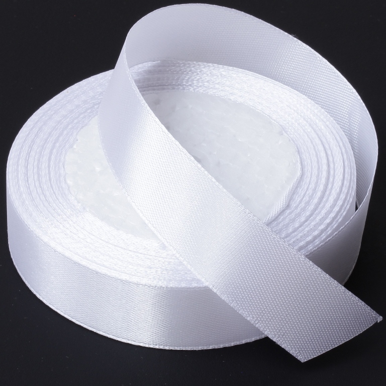 SATIN RIBBON 2.0cm - WHITE 001 - PACKAGE 10x25yards(22m)