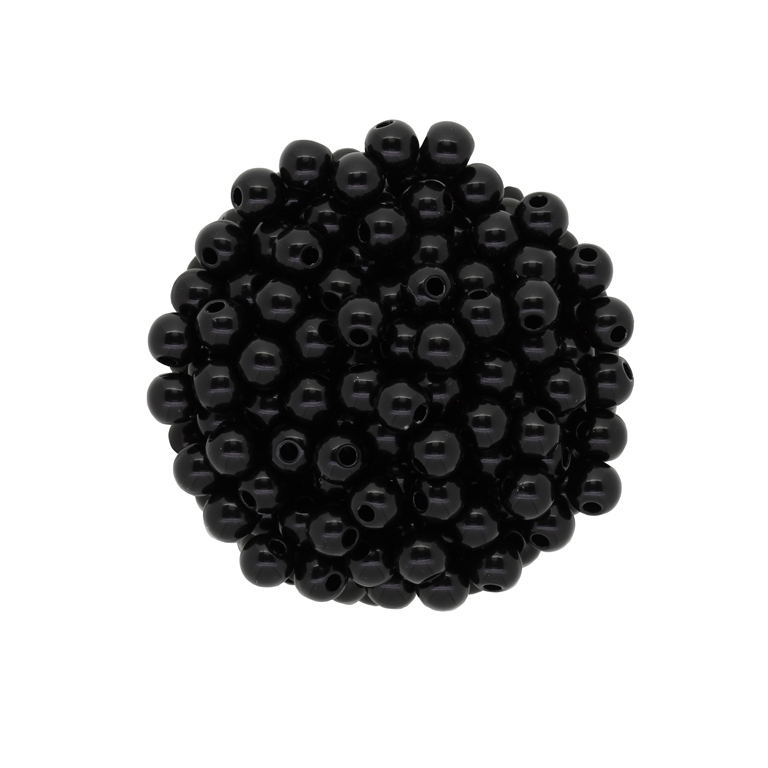 ACRYLIC IMITATION PLASTIC PEARLS - BALL - 6mm BLACK 21 - PACKAGE 500g Hole-2.0mm (4800 pcs.)