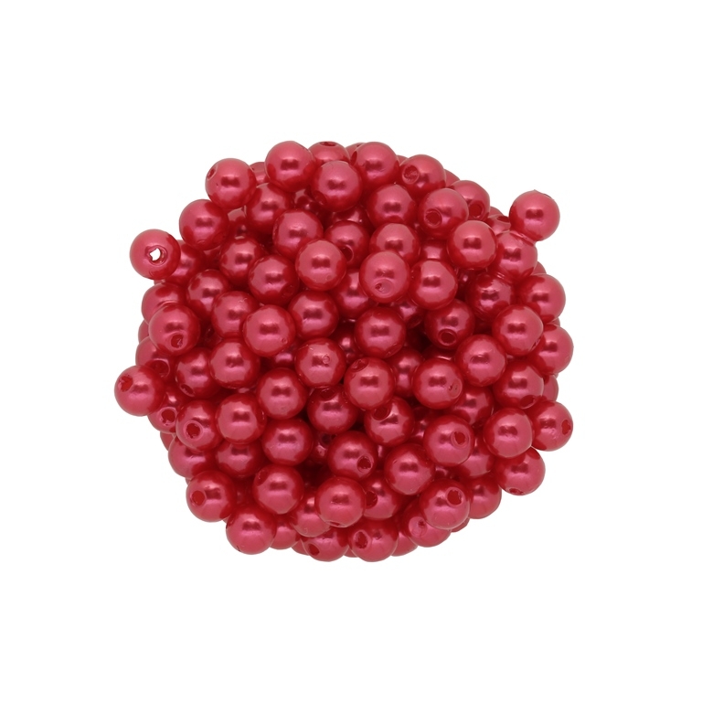 ACRYLIC IMITATION PLASTIC PEARLS - BALL - 6mm RED - PACKAGE 500g Hole-2.0mm (4800 pcs.)