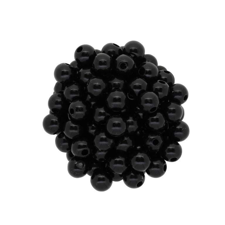 ACRYLIC IMITATION PLASTIC PEARLS - BALL - 8mm BLACK 21 - PACKAGE 500g Hole-2.5mm (1900 pcs.)