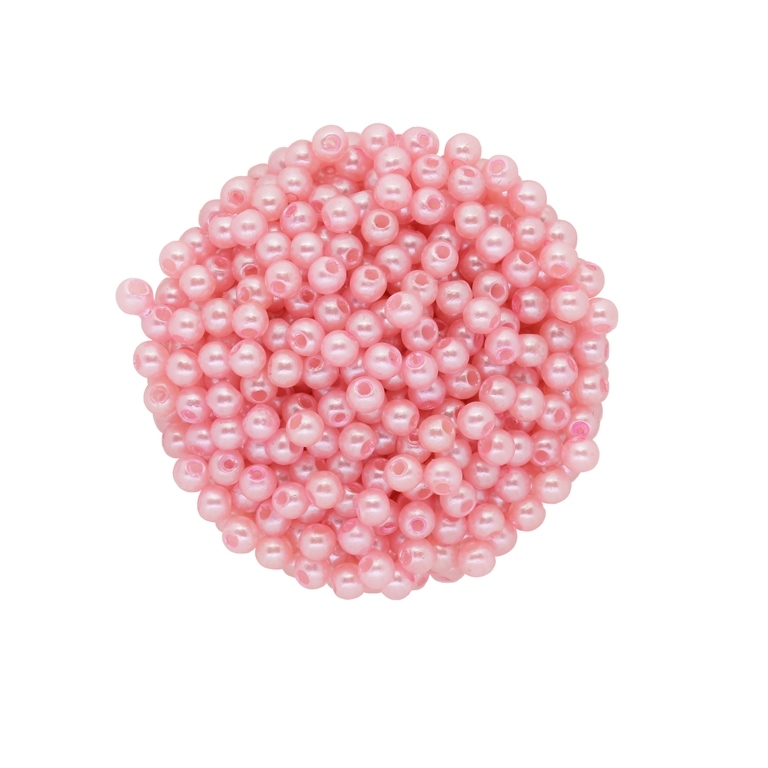 ACRYLIC IMITATION PLASTIC PEARLS - BALL - 4mm PINK 16 - PACKAGE 500g Hole-1.5mm (18000pcs.)