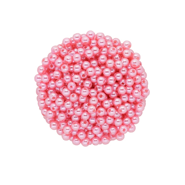 ACRYLIC IMITATION PLASTIC PEARLS - BALL - 4mm PINK (DARK) 17 - PACKAGE 500g Hole-1.5mm (18000pcs.)