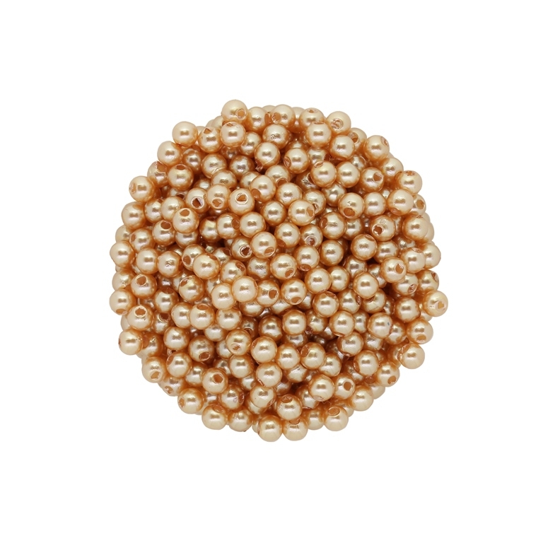 ACRYLIC IMITATION PLASTIC PEARLS - BALL - 4mm GOLD 22 - PACKAGE 500g Hole-1.5mm (18000pcs.)