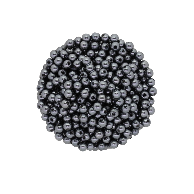 ACRYLIC IMITATION PLASTIC PEARLS - BALL - 4mm GRAY (DARK) 35 - PACKAGE 500g Hole-1.5mm (18000pcs.)