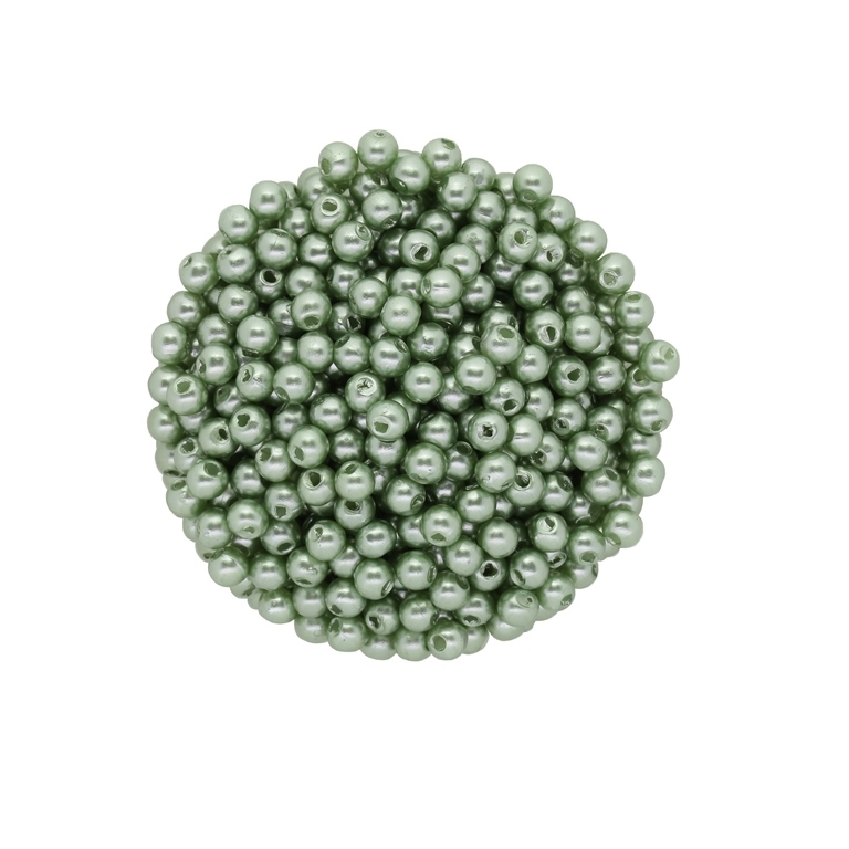 ACRYLIC IMITATION PLASTIC PEARLS - BALL - 4mm RESEDA 31 - PACKAGE 500g Hole-1.5mm (18000pcs.)