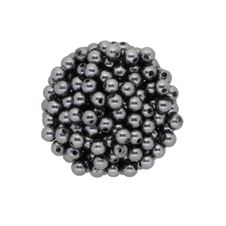 ACRYLIC IMITATION PLASTIC PEARLS - BALL - 6mm GRAY (DARK) 35 - PACKAGE 500g Hole-1.8mm (5000pcs.)