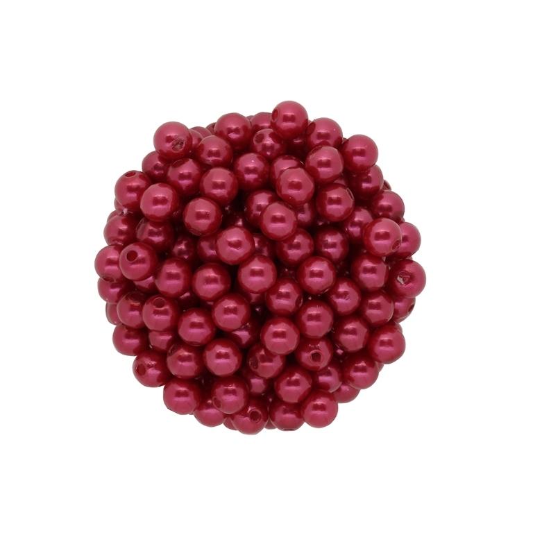 ACRYLIC IMITATION PLASTIC PEARLS - BALL - 6mm RED 04 - PACKAGE 500g Hole-1.8mm (5000pcs.)