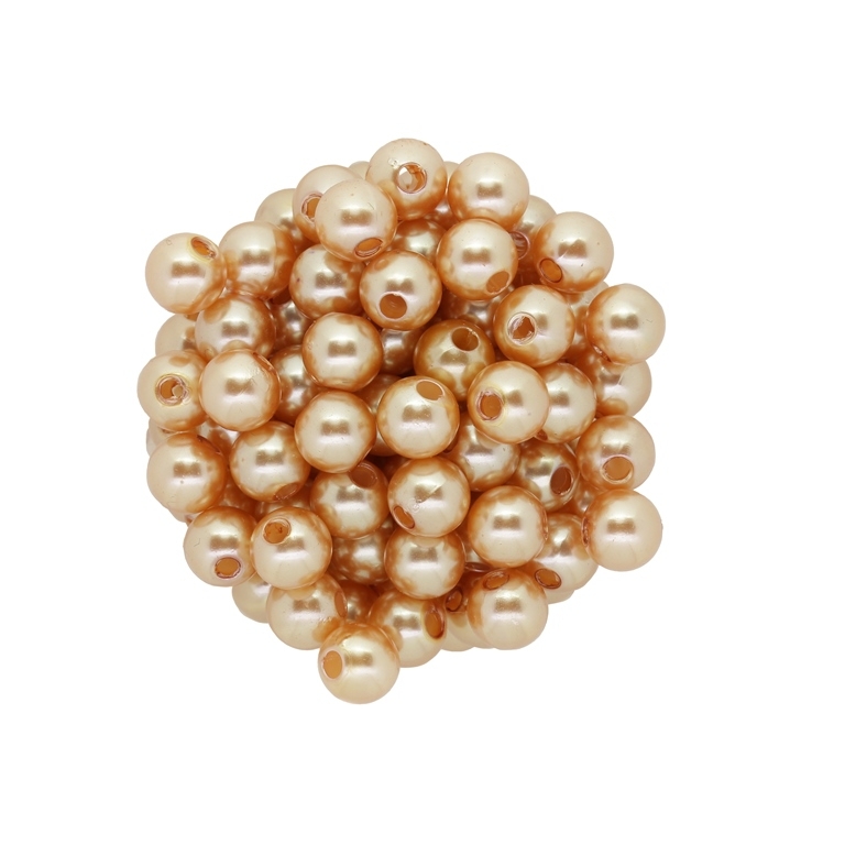 ACRYLIC IMITATION PLASTIC PEARLS - BALL - 8mm GOLD 22 - PACKAGE 500g Hole-2.5mm (2100pcs.)