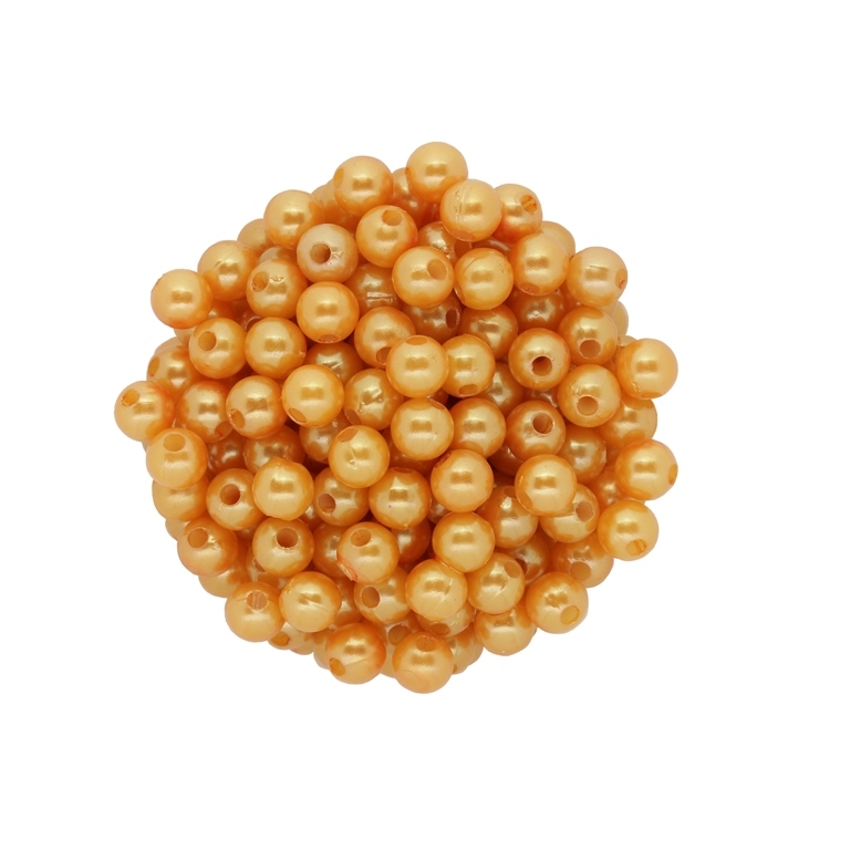 ACRYLIC IMITATION PLASTIC PEARLS - BALL - 6mm ORANGE (DARK) 42 - PACKAGE 500g Hole-1.8mm (5000pcs.)