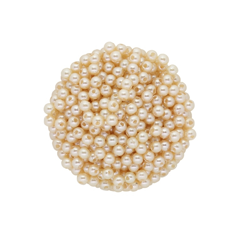 ACRYLIC IMITATION PLASTIC PEARLS - BALL - 4mm ECRU (DARK) 23 - 50g Hole-1.5mm (1800pcs.)