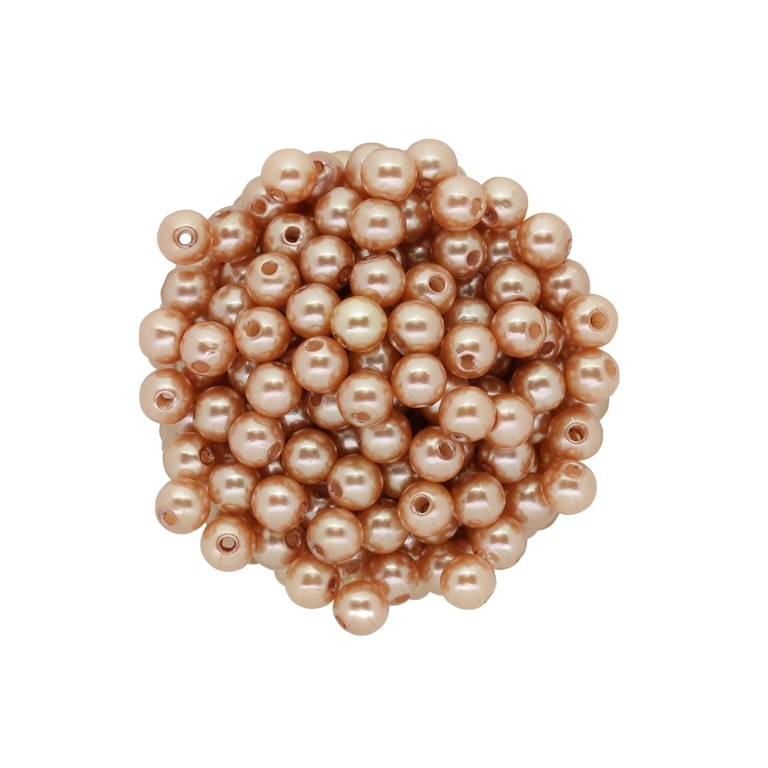 ACRYLIC IMITATION PLASTIC PEARLS - BALL - 6mm GOLD 21 - 50g Hole-1.8mm (500pcs.)