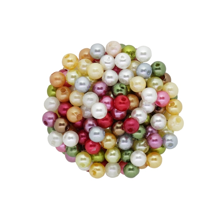 ACRYLIC IMITATION PLASTIC PEARLS - BALL - 6mm MIX 01 - 50g Hole-1.8mm (500pcs.)