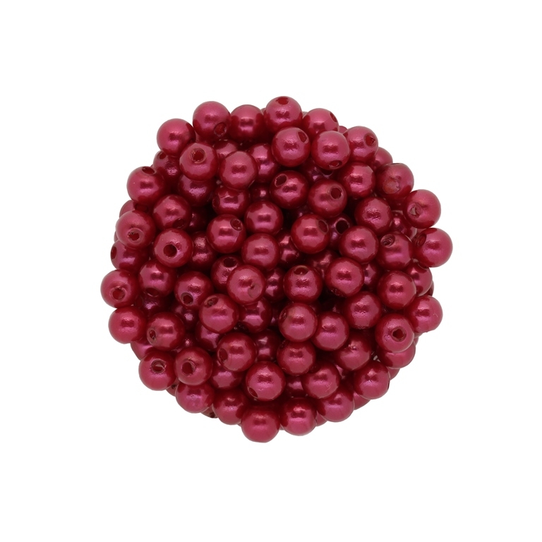 ACRYLIC IMITATION PLASTIC PEARLS - BALL - 6mm RED (DARK) 05 - 50g Hole-1.8mm (500pcs.)