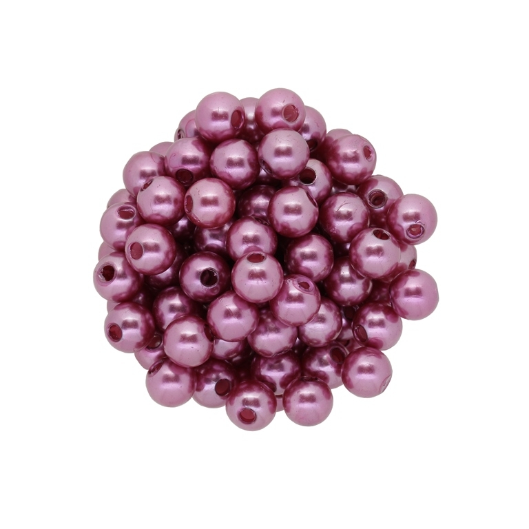 ACRYLIC IMITATION PLASTIC PEARLS - BALL - 8mm ROSE DUST 10 - 50g Hole-2.5mm (210pcs.)