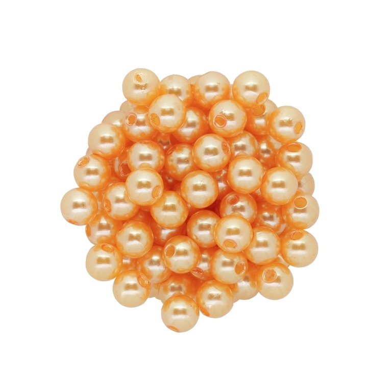 ACRYLIC IMITATION PLASTIC PEARLS - BALL - 8mm ORANGE 27 - 50g Hole-2.5mm (210pcs.)