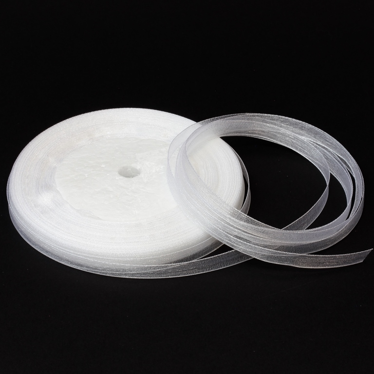 ORGANZA RIBBON 0.6cm - WHITE 001 - PACKAGE 10x50yards(45m)