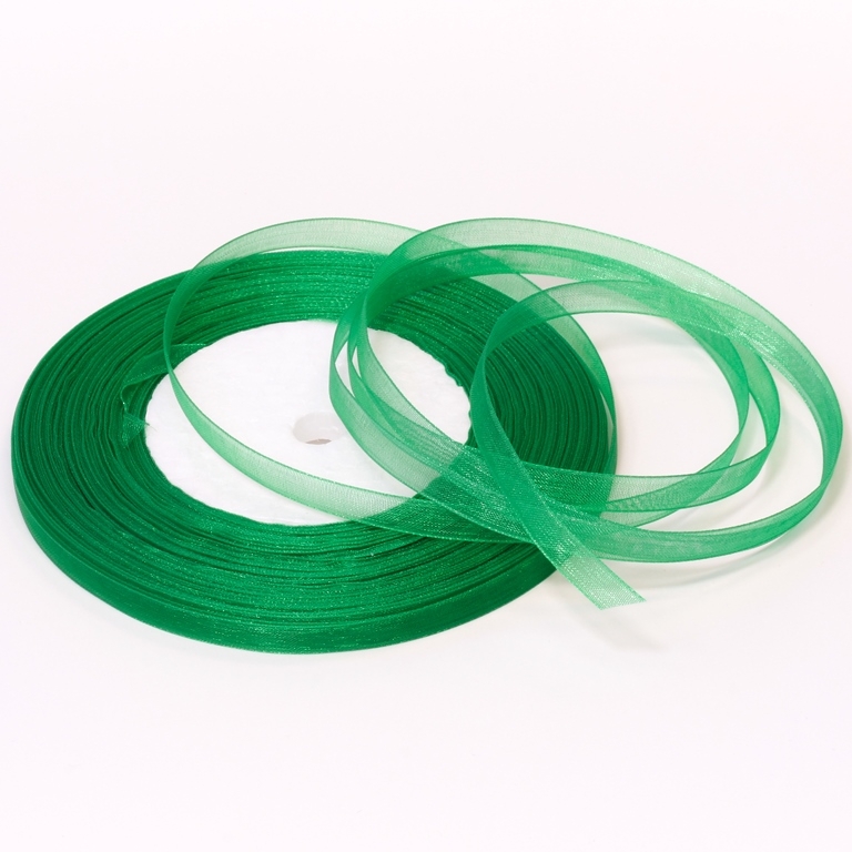 ORGANZA RIBBON 0.6cm - GREEN GRASSY 019 - PACKAGE 10x50yards(45m)