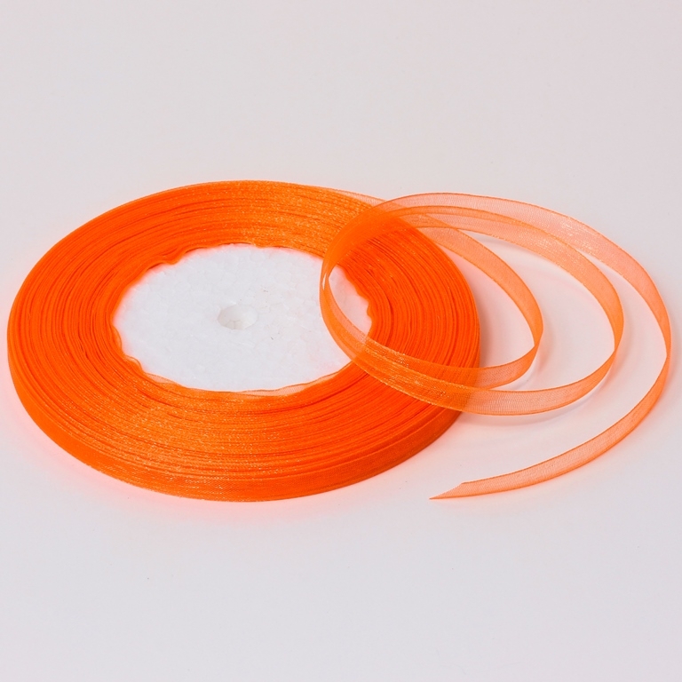 ORGANZA RIBBON 0.6cm - ORANGE (DARK) 023 - PACKAGE 10x50yards(45m)