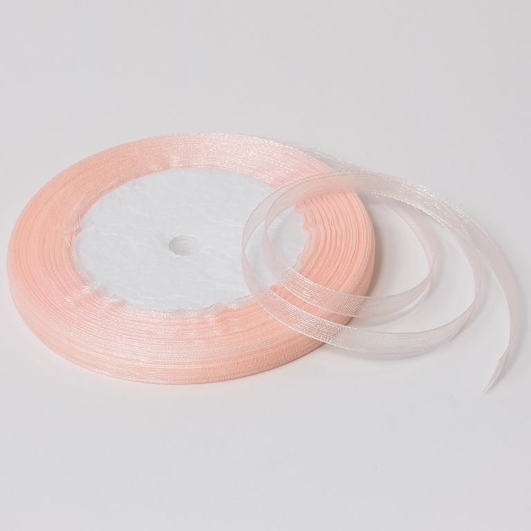 ORGANZA RIBBON 0.6cm - PEACH (LIGHT) 007 - 50yards(45m)