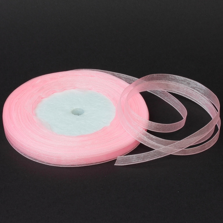 ORGANZA RIBBON 0.6cm - PINK (LIGHT) 004 - 50yards(45m)