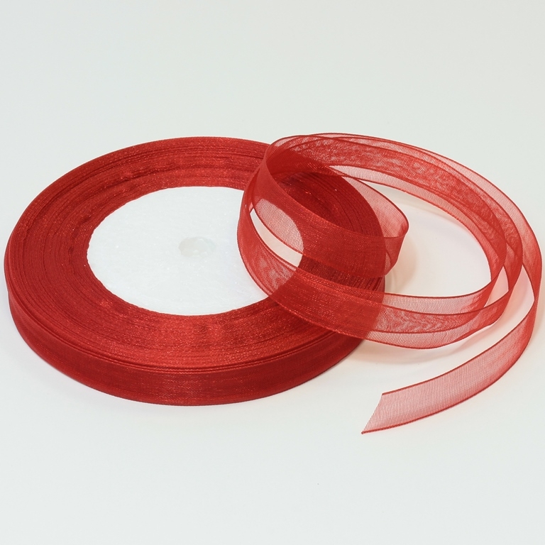 ORGANZA RIBBON 1.0cm - RED 026 - 50yards(45m)