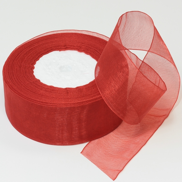 ORGANZA RIBBON 4.0cm - RED 026 - PACKAGE 4х50yards(45m)