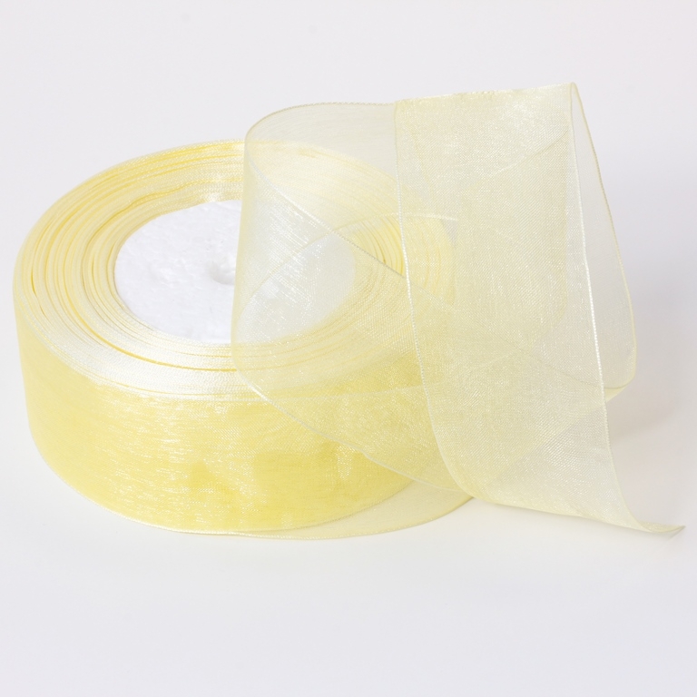 ORGANZA RIBBON 4.0cm - YELLOW 015 - 50yards(45m)