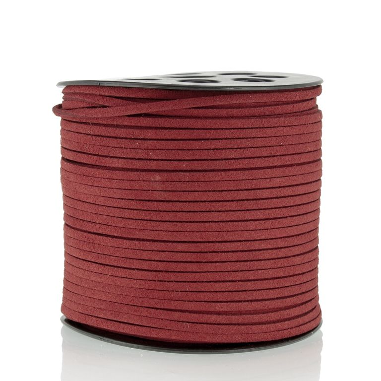 SUEDE FAUX CORD - 3mm - RED (DARK) - PACKAGE 2х100yards(91m)