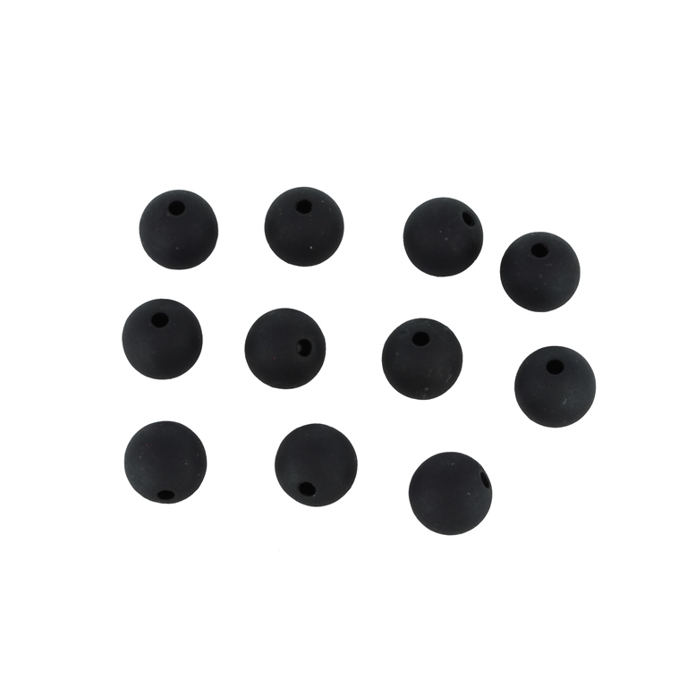 OPAQUE MATTE PLASTIC BEADS - BALL - 10mm BLACK - PACKAGE 500g  Hole-2.0mm (900pcs.)