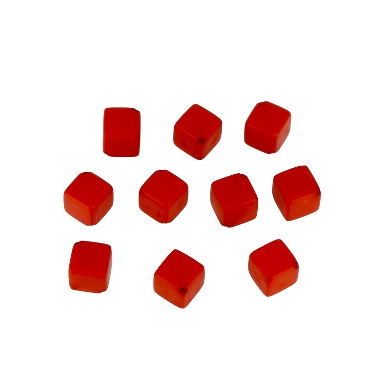 OPAQUE MATTE PLASTIC BEADS - CUBE DIAGONAL - 12x9x9mm RED - PACKAGE 500g  Hole-1.5mm (750pcs.)