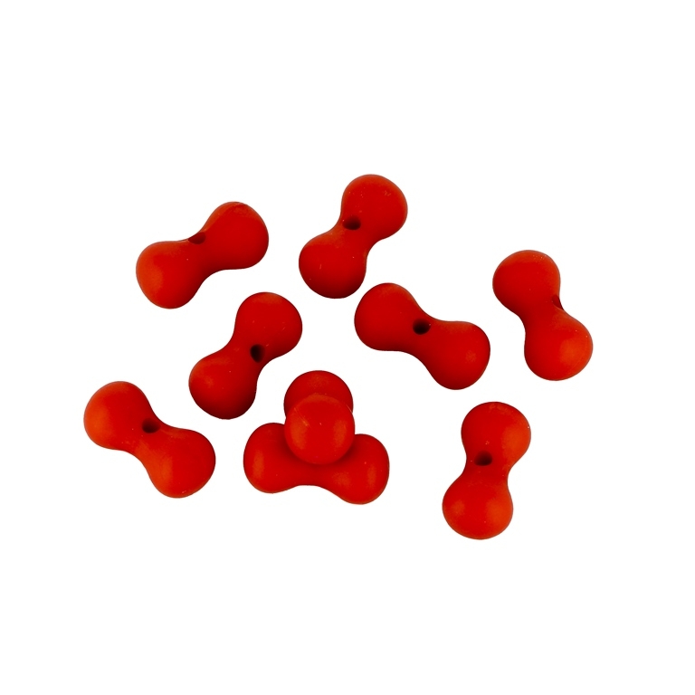 OPAQUE MATTE PLASTIC BEADS - BONE - 8.5x17mm RED - PACKAGE 500g  Hole-2.0mm (550pcs.)