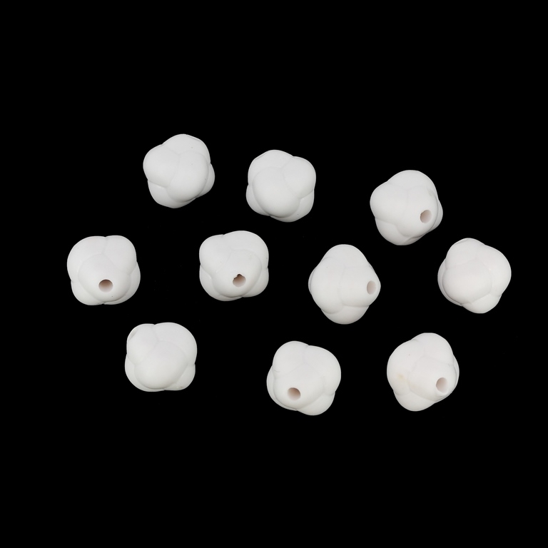 OPAQUE MATTE PLASTIC BEADS - KNOT - 11.5x12mm WHITE - PACKAGE 500g  Hole-2.0mm (650pcs.)