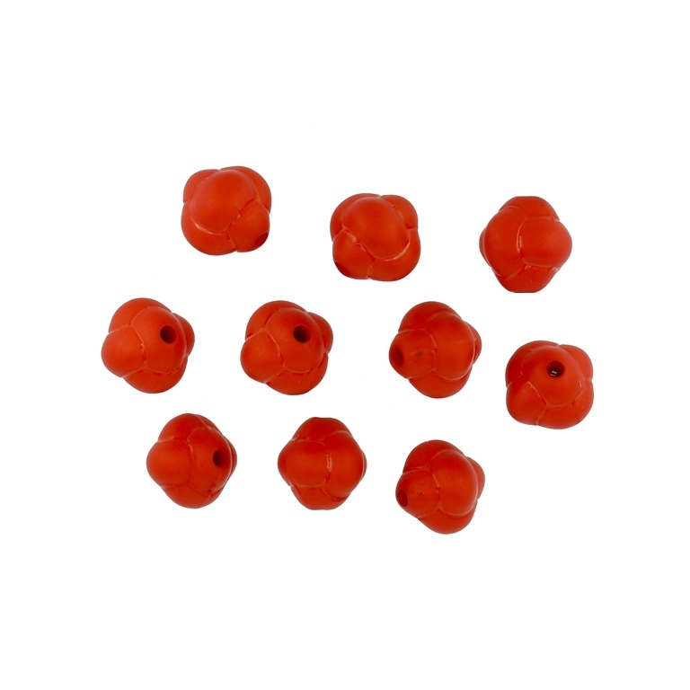 OPAQUE MATTE PLASTIC BEADS - KNOT - 11.5x12mm RED - PACKAGE 500g  Hole-2.0mm (650pcs.)